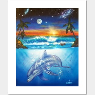 Dolphin three worlds Posters and Art